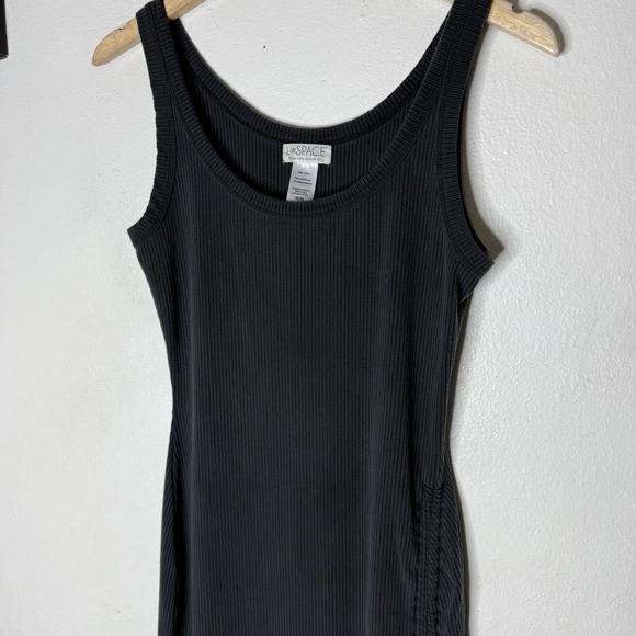 L Space Black Ribbed Side Slit Maxi Dress Cover Up Women's Medium Beach Boho - Picture 2 of 14